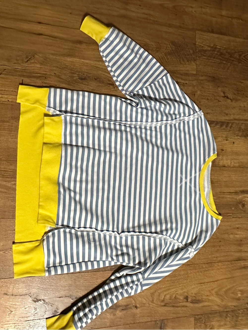 Striped Long Sleeve Top with Yellow Trim